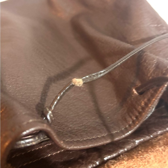 Carlos falchi brown Earthy Leather Crossbody Bag with Drawstring Closure - Picture 8 of 11